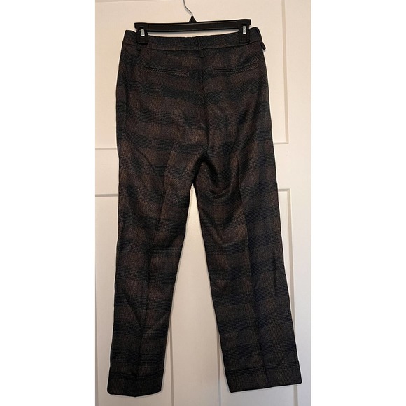 Via Masini 80 Womens Textured Check Pants Brown Bronze Thread Size IT40 US6 EUC - Picture 2 of 10